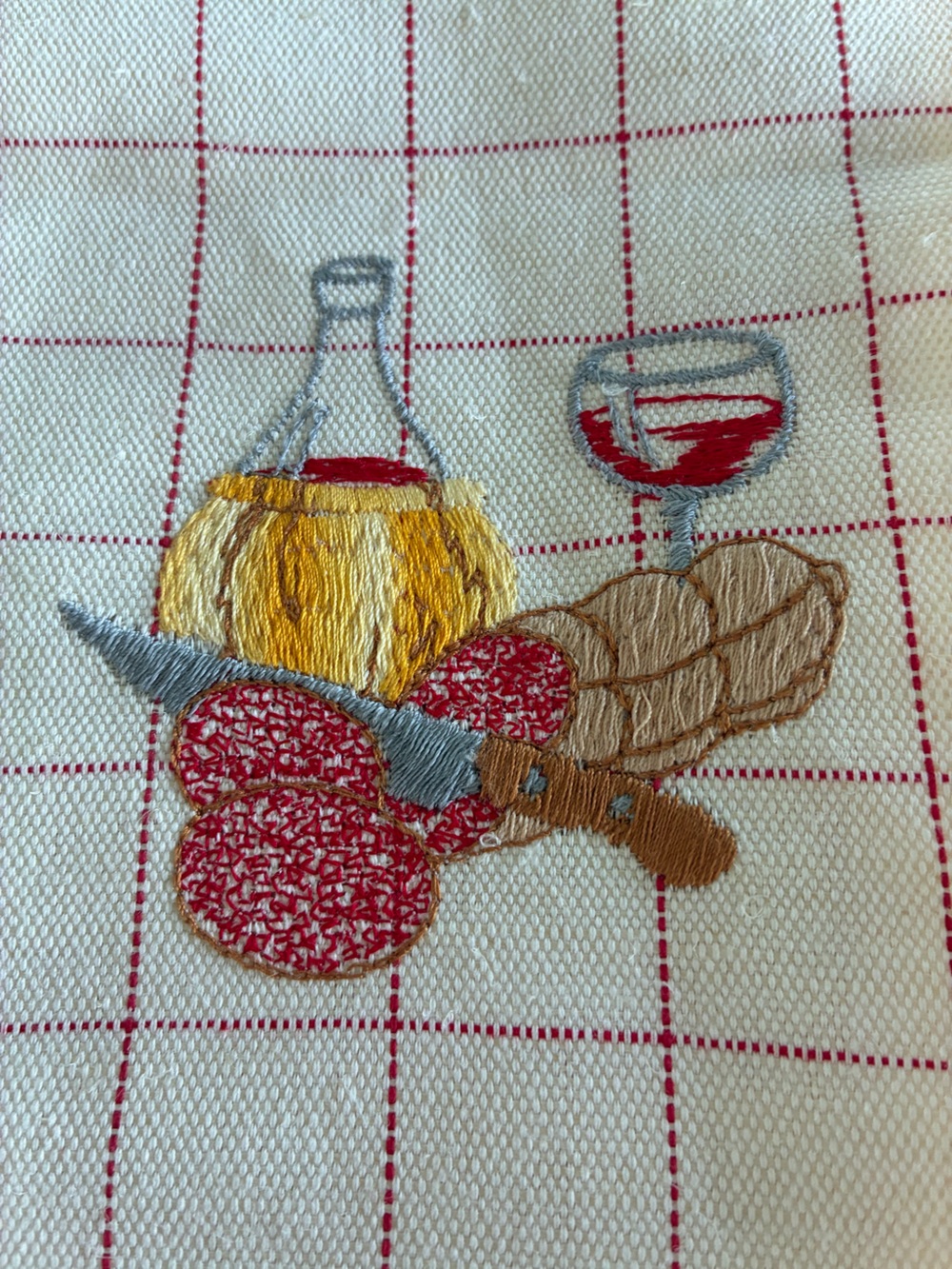 Vintage Italian Embroidered Linen Tea Towel